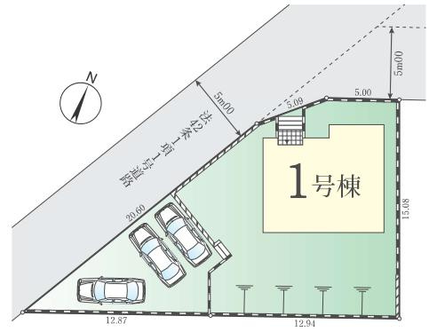 八王子市　めじろ台　新築一戸建て　７期の区画図|～75坪超の広々とした敷地　3台駐車可能、庭付き～