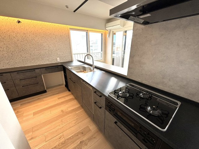 リラハイツ大通西ミュゼのキッチン|食器洗浄乾燥機付のシックなキッチン！