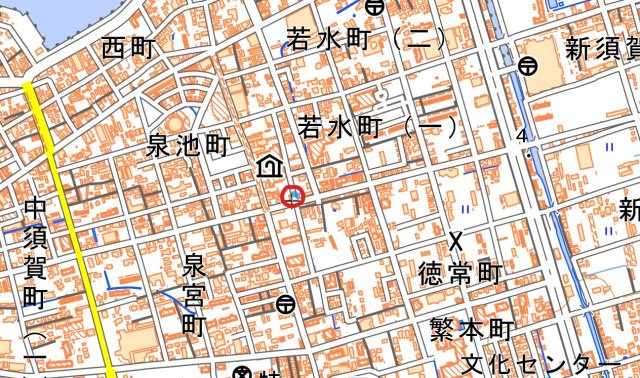 新居浜市　一棟店舗の地図