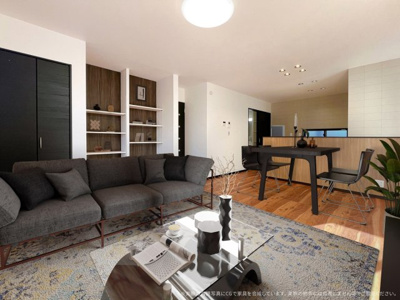 【居間・リビング】 | 【LDK　CG家具設置イメージ】
※画像内に含まれる家具家電はCGで作成したイメージです。実際の物件には付帯しません。