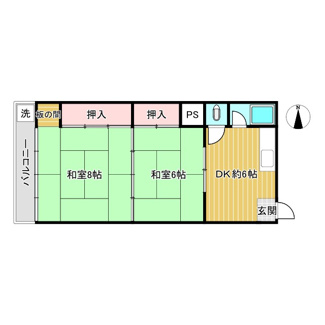【間取り】 | 千代田マンション | ２ＤＫです。