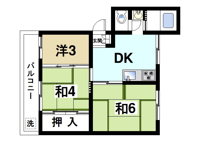 コーポレート筒井の間取り|和室が落ち着く間取りです
