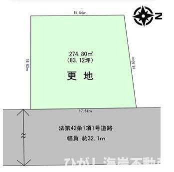 平塚市錦町　売地の土地図|敷地面積80坪以上ございます。