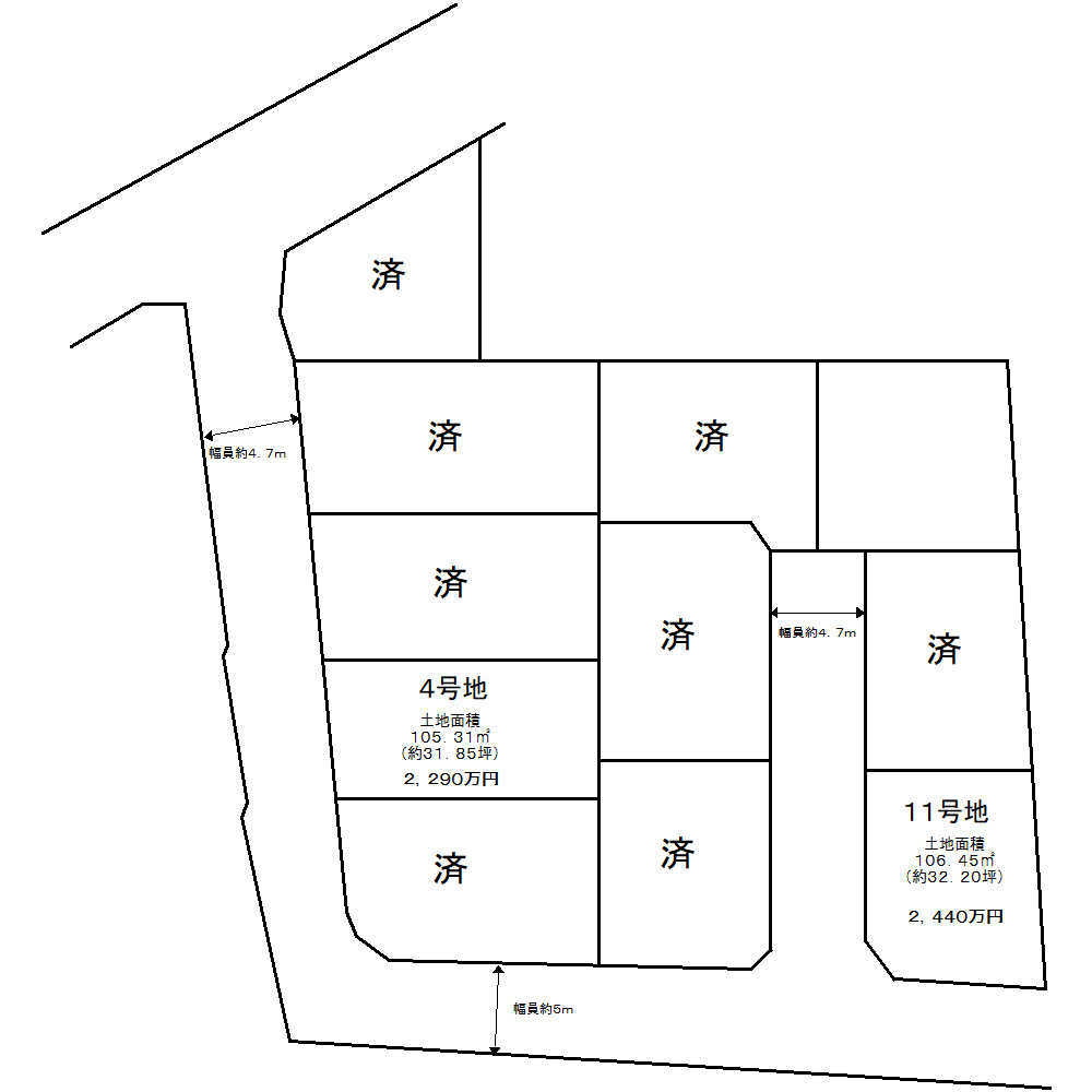 土塔町　売土地　全１１区画の土地図|【全１１区画・残２区画】
南向きや角地区画のある売土地です！
日当たり良好♪たっぷりの陽光に包まれる明るい住まいになりますね♪
