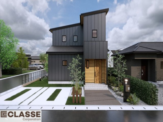 【外観パース】 | 城陽市平川山道2区画A号地　売土地　建築条件付き | 弊社標準仕様（アトリエスタイルハウス仕様）では、耐震等級3相当が標準です。間取りにもよりますので、設計士に確認しながら、ご希望の間取りとの兼ね合いで考えていきましょう