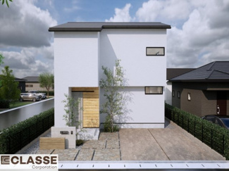 【完成予想図】 | 城陽市平川山道2区画B号地　売土地　建築条件付き | 標準仕様（アトリエスタイルハウス仕様）で断熱材は気密性、断熱性能も高い、吹付断熱を採用。屋根断熱を実現していますので、お家全体が冬はあったかく、夏は涼しいお家づくりが可能です。