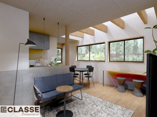 【完成予想図】 | 城陽市平川山道2区画B号地　売土地　建築条件付き | アトリエスタイルハウス仕様の窓はペアガラス、サッシはアルミ×樹脂複合のハイブリットサッシを採用。ガラスの間には断熱性の高いアルゴンガスを充填しておりますので、より断熱性能が高まる仕様になっております。