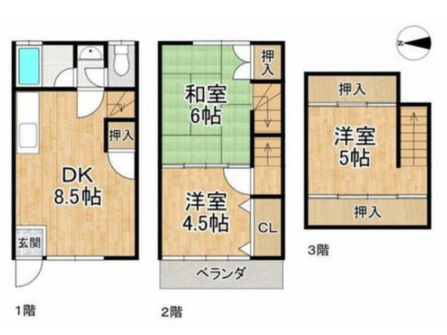 【間取り】 | 山科区椥辻中在家町　中古テラスハウス