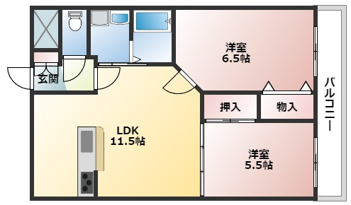 広島市西区己斐上２丁目の賃貸マンションの間取り