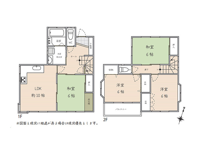 【間取り】 | 三芳町藤久保　中古一戸建住宅　(ふじみ野店) | 全居室6帖以上の4LDKでゆったりとくつろげるお住まい。
収納豊富でお部屋の整頓がしやすくスッキリとします！