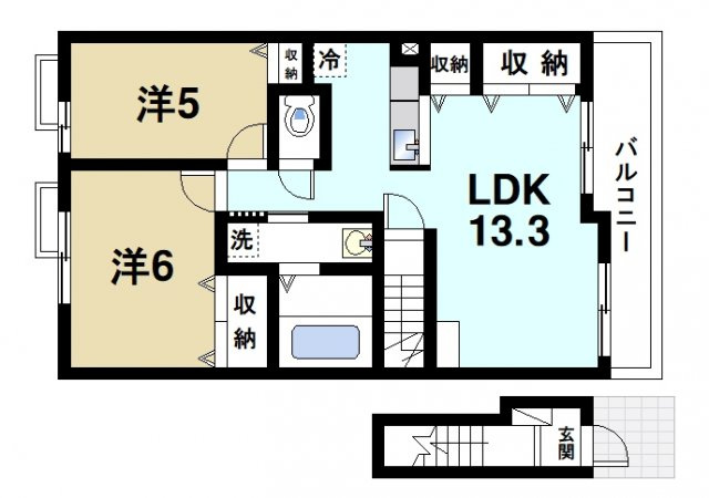 ラペッシェの間取り|ゆったり2LDKの間取り