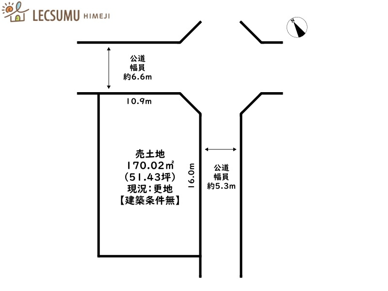 姫路市飾磨区加茂／売土地の土地図