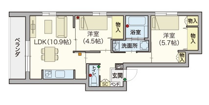 （シニア限定）Serenity Court東新町の間取り|シニアに優しい充実した設備