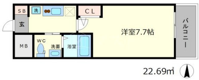 大阪市西区立売堀１丁目の賃貸マンションの間取り