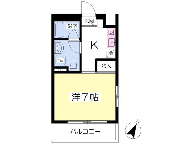 23.6平米　洋室7帖の１K！
