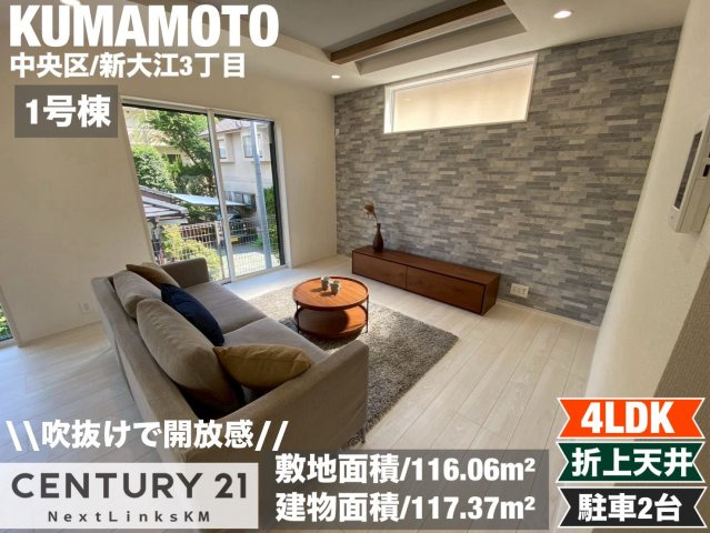 ブルーミングガーデン/中央区新大江3丁目/1棟の外観|ドラッグストアやスーパーなどが近くにあり、生活環境の整った立地です。折上天井でおしゃれなリビング♪