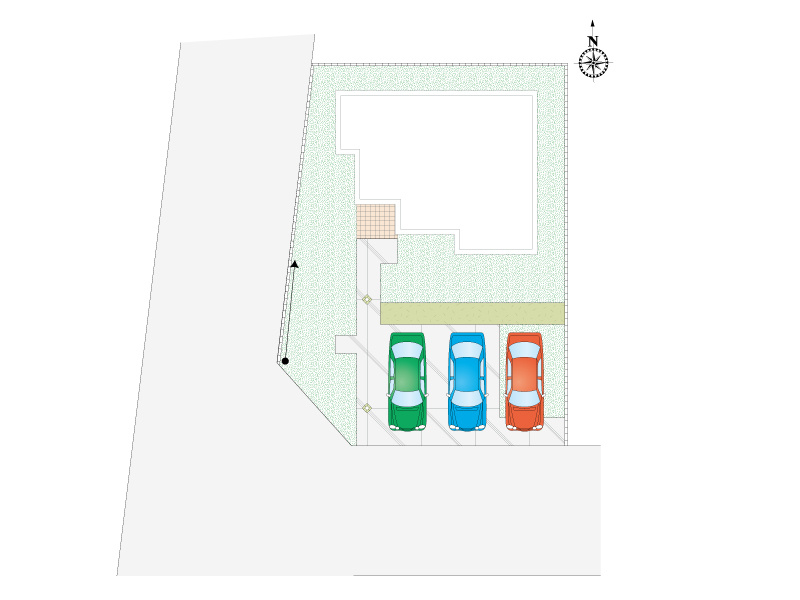 【R号棟:区画図】車3台駐車可能です。