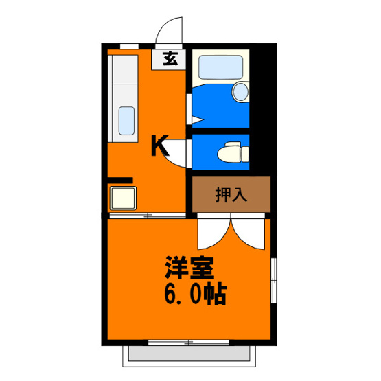 【間取り】 | にふてぃはうす89 | ≪にふてぃはうす89≫単身者様向け１Ｋタイプ