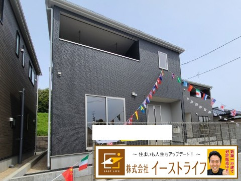【新築戸建】　いわき市郷ケ丘第7　全3棟の外観|2号棟外観写真　完成しました！いつでもご案内いたします！お気軽にお問い合わせください（担当：梶田）