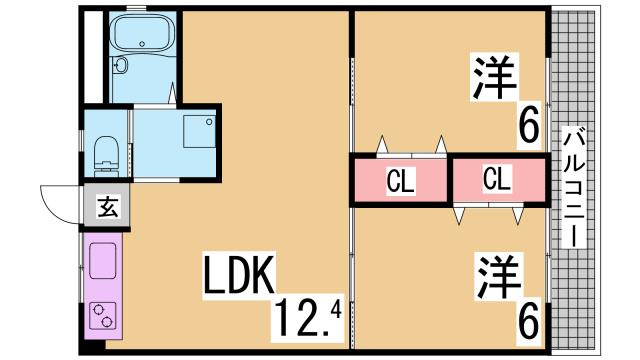 神戸市兵庫区永沢町３丁目の賃貸マンションの間取り
