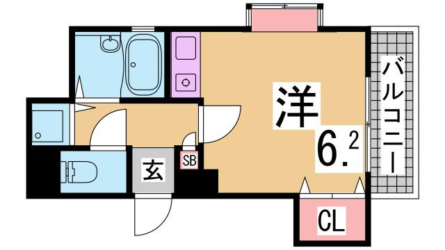 神戸市兵庫区上沢通７丁目の賃貸マンションの間取り