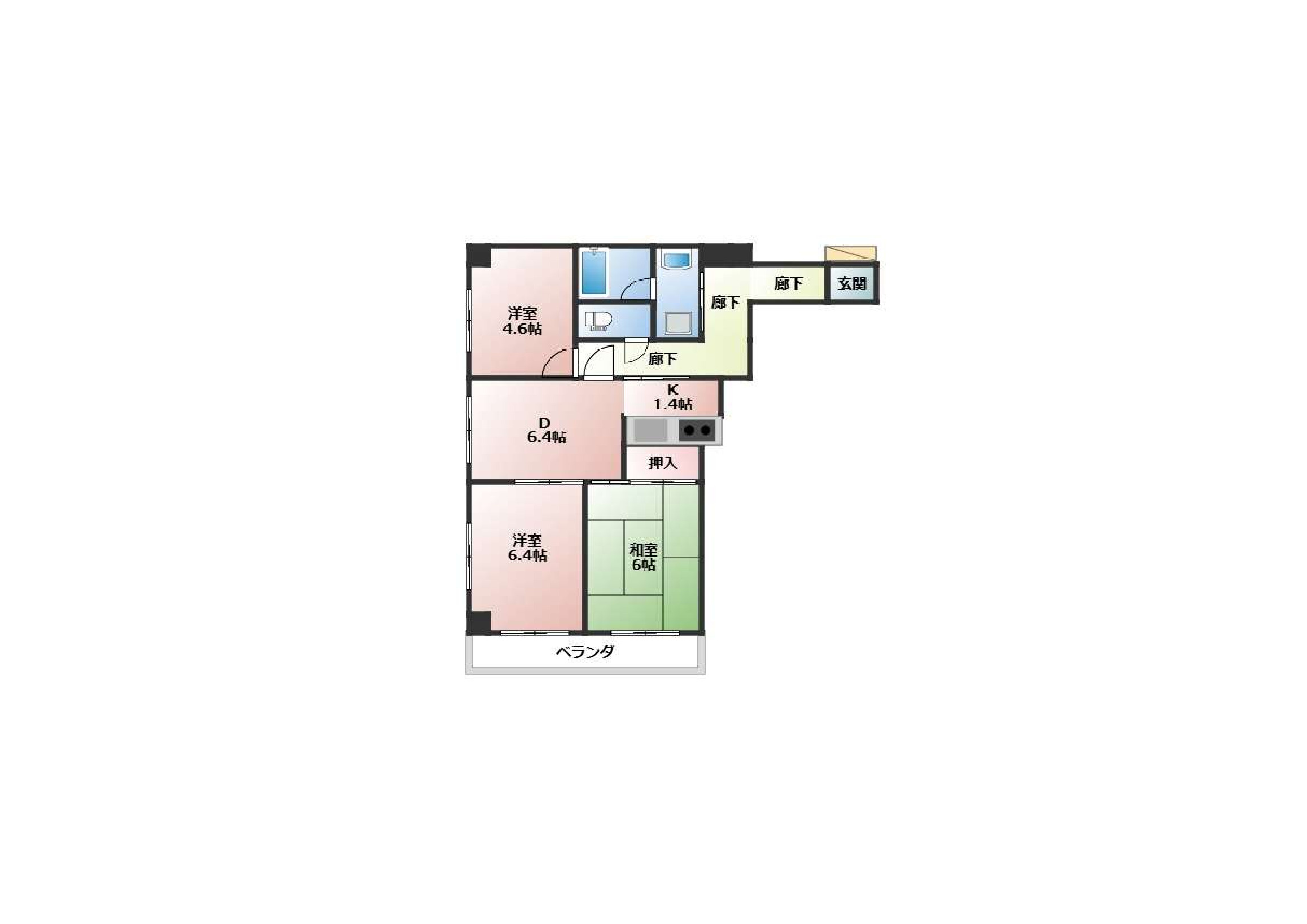 レクセル熊谷　の間取り|間取りは3DK生活しやすい動線です！