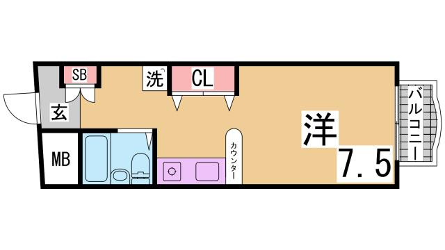 神戸市須磨区車字竹ノ下の賃貸マンションの間取り