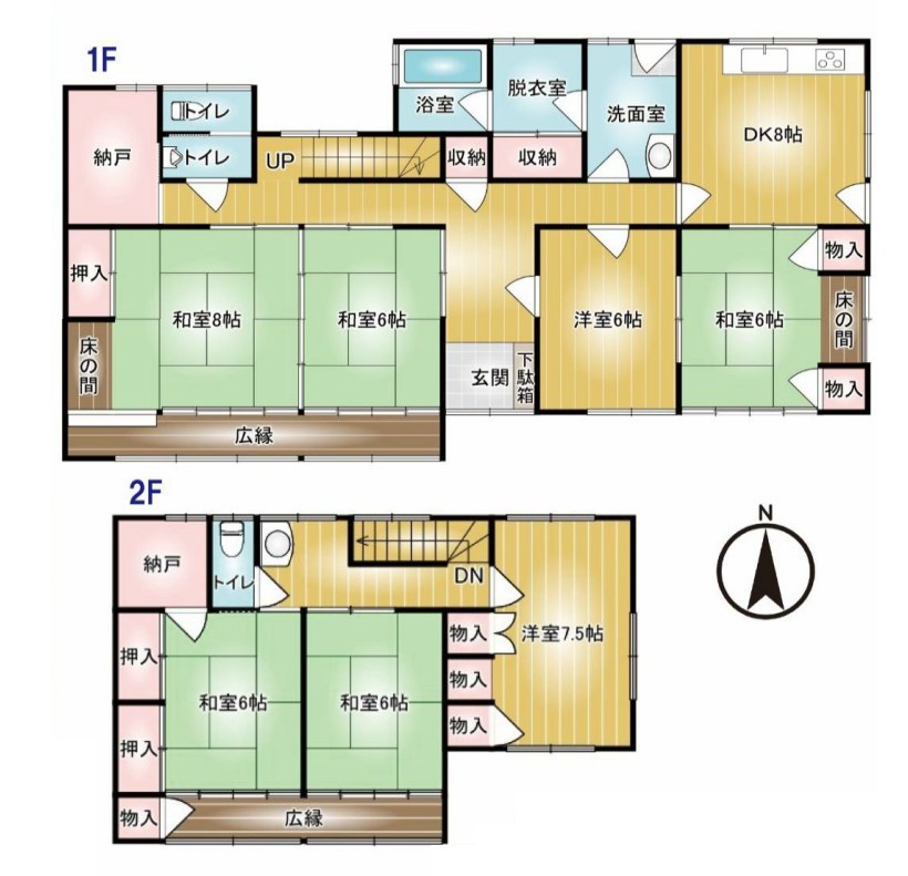 【中古戸建】高崎市下室田町の間取り|■間取り図｜敷地面積：525.54（約158.97坪）　建物面積：171.4（約51.84坪）
