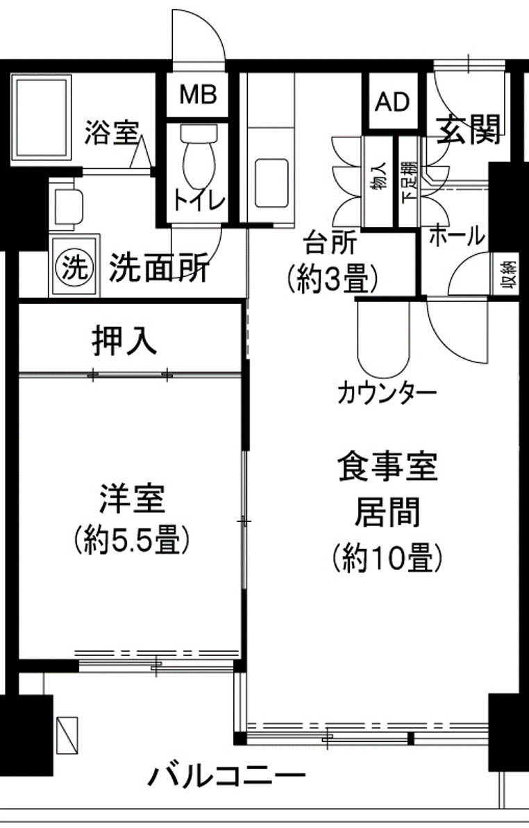 新長田駅前１ＬＤＫリニューアルＩの間取り