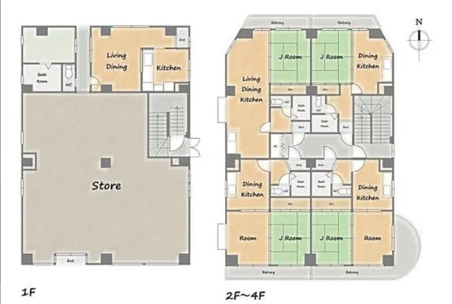 京都市右京区嵯峨釈迦堂門前瀬戸川町　一棟マンションの間取り