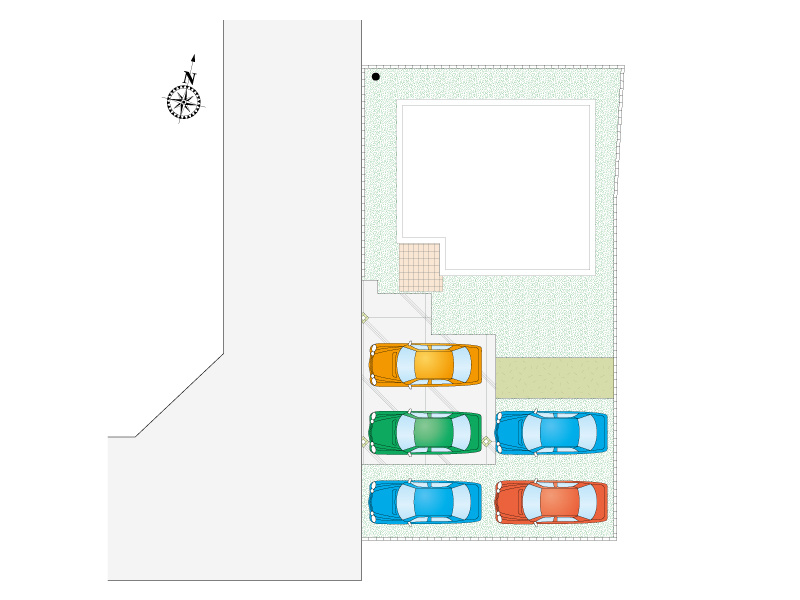 【７号棟：区画図】車5台駐車可能です。