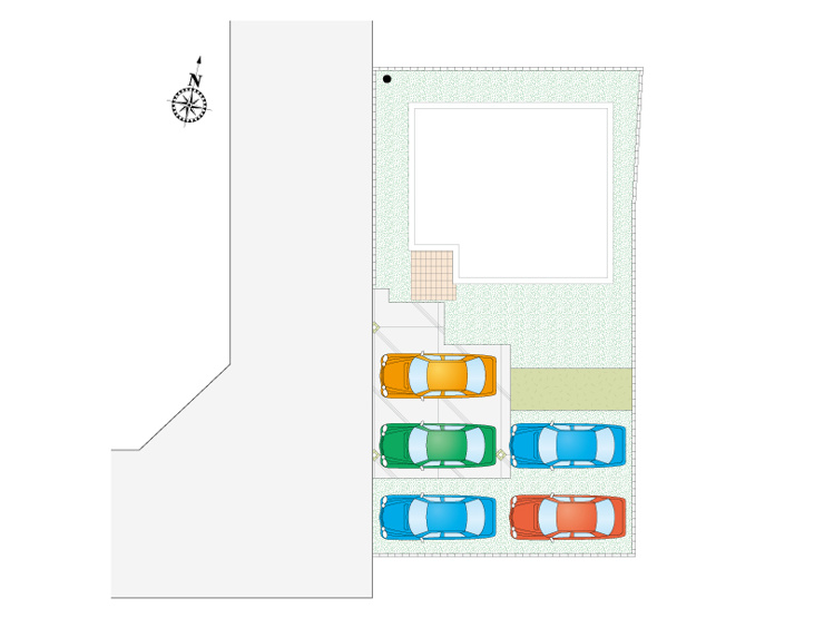 【７号棟：区画図】車5台駐車可能です。