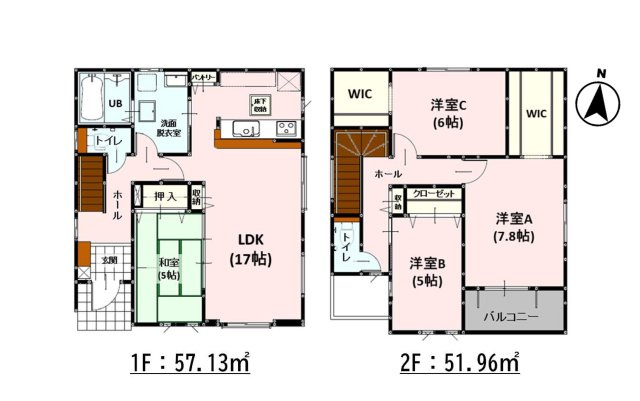 熊本市南区田井島2丁目第1-3棟（1号棟）　の間取り|全居室収納付きで便利です。