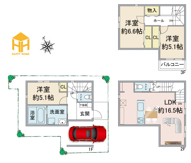 尼崎市浜田町５丁目新築一戸建ての間取り|詳しい内容についてはお気軽にお問い合わせください。※図面と現況が相違する場合は現況を優先します。※帖数表記に付、尺モジュールでの計算になります。