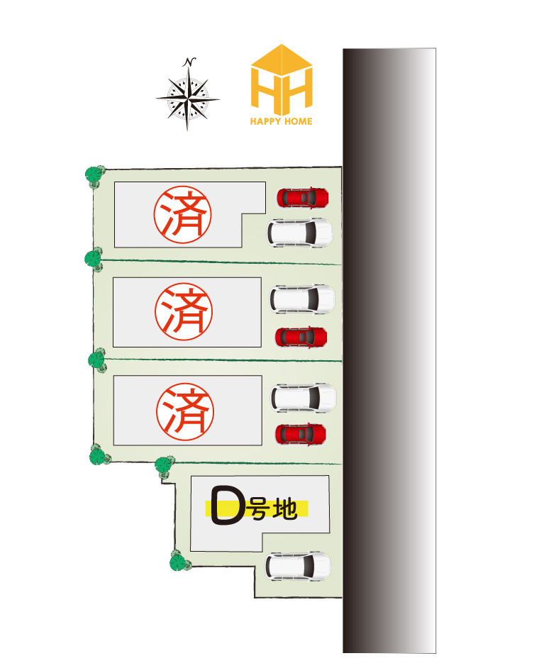 尼崎市浜田町５丁目新築一戸建ての区画図|全4区画の分譲地です。