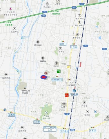 下野市石橋　戸建　予約済の地図