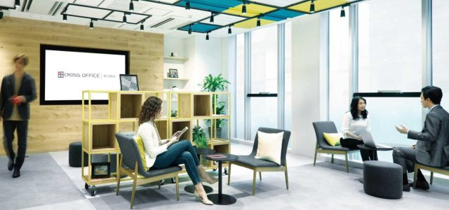 クロスオフィス内幸町のロビー|ゆとりのあるロビーです