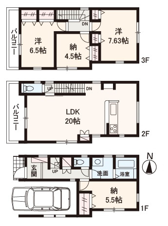 【間取り】 | FIRST TOWN堺市第5北区長曽根町　1号棟 | 家族の多様なライフスタイルに対応！2LDK+2Sの新築戸建。ビルトインガレージ1台分有り(車種による)。