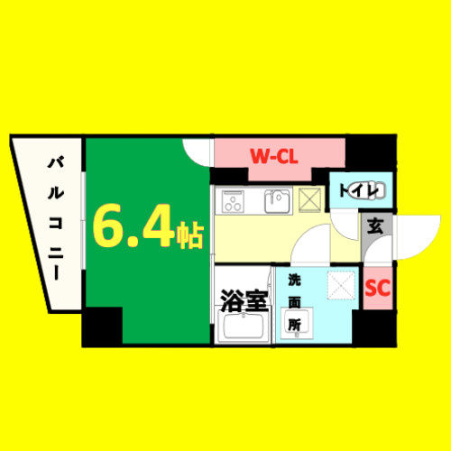 S-RESIDENCE浅間町　名古屋市賃貸　仲介手数料無料の間取り