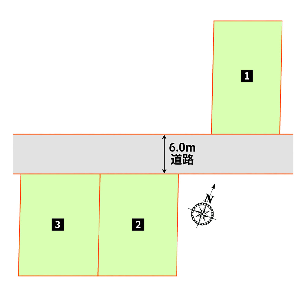 坂東市辺田　全３区画◆全体区画図