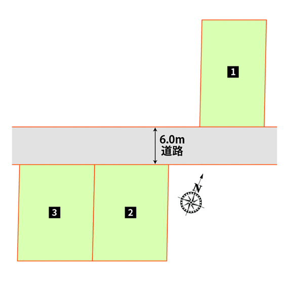 坂東市辺田　全３区画◆全体区画図