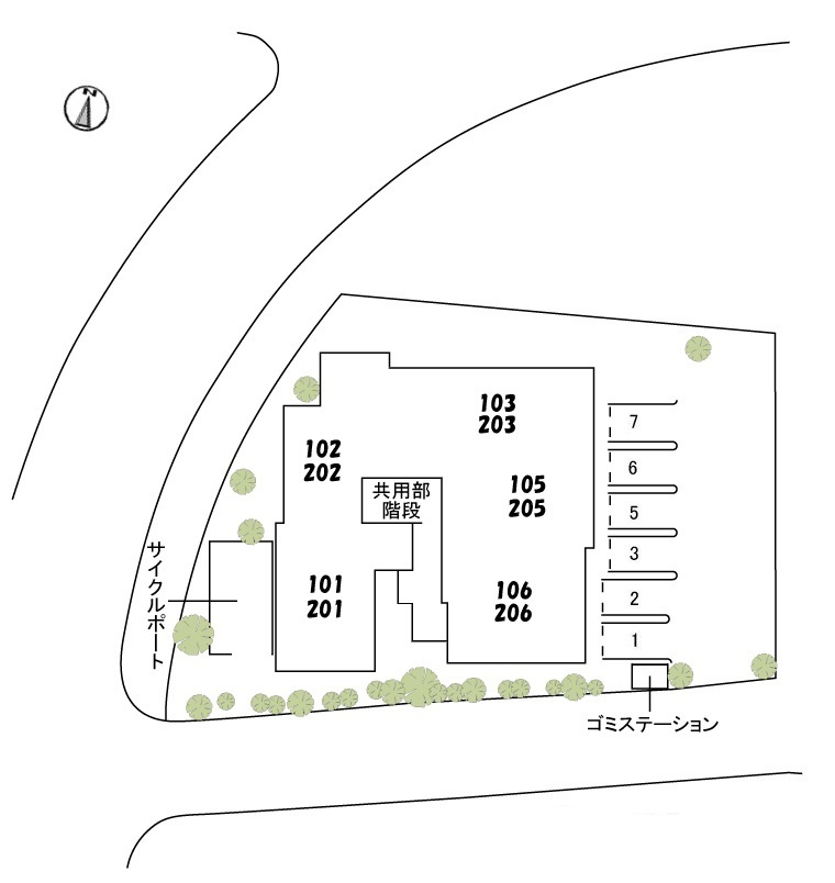 Espoir 宝塚・川面の区画図