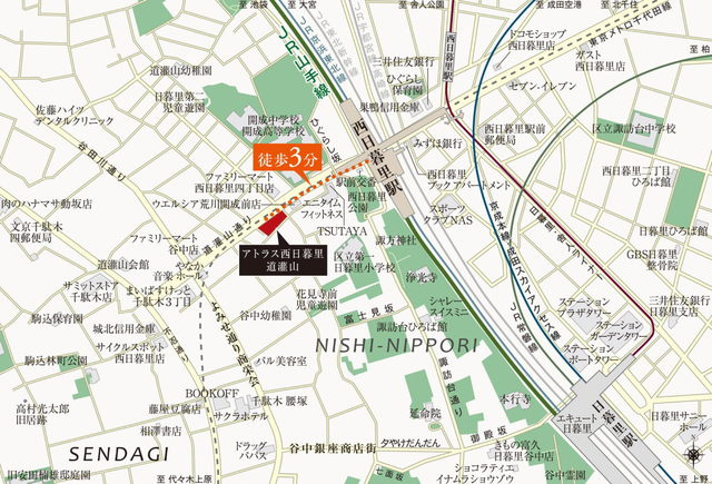 アトラス西日暮里道灌山の地図|現地案内図