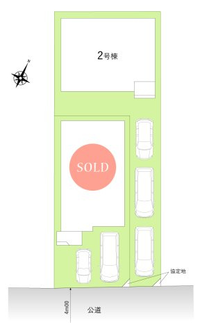 ふじみ野市北野２丁目の新築一戸建の区画図|カースペース2台～3台可能な広い敷地に建つ新築一戸建て 全2棟！