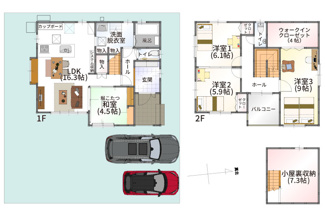 【間取り】 | 野洲市小篠原　6-2号地　新築戸建