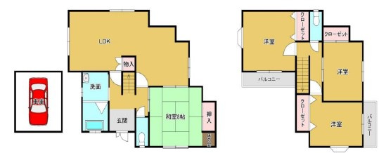 大和郡山市矢田町戸建の間取り