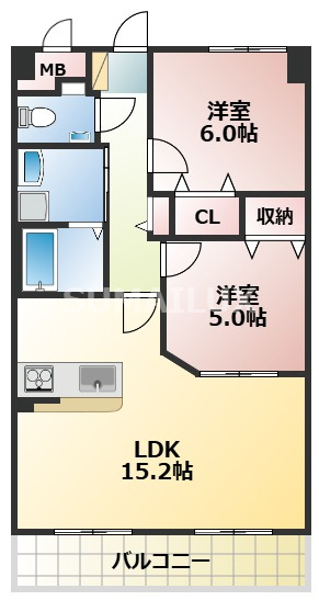 菊池郡大津町美咲野１丁目の賃貸マンションの間取り