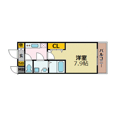 神戸市中央区旭通２丁目の賃貸マンションの間取り