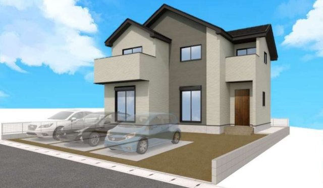 横浜市栄区野七里1丁目 新築戸建て【仲介手数料無料】カースペース3台の外観パース