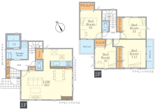 【間取り】 | 茅ヶ崎市柳島2丁目  2号棟 1期 | 都市ガス　LDK20帖　パントリー　2面バルコニー（南西・南東）　網戸標準仕様　シャッター2箇所付